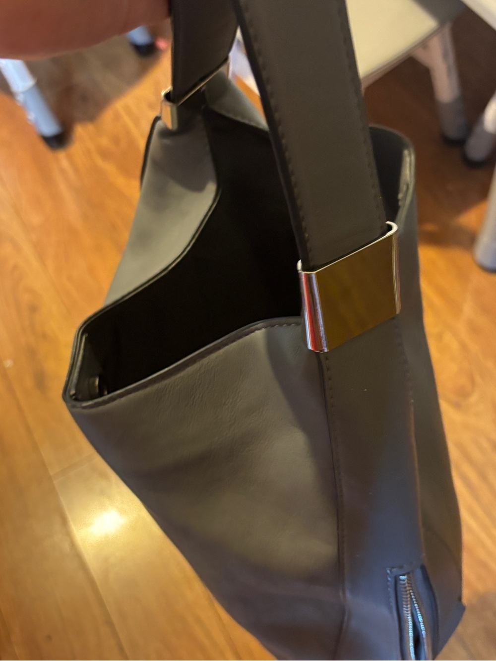 Alfani Gray Leather Hobo Shoulder Bag - Picture 5 of 11